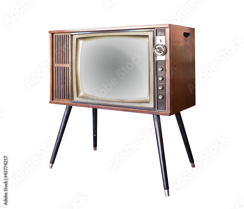 Photo: vintage television isolated with clipping path vintage television isolated with clipping path