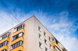 new urban house under dark blue sky