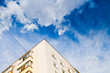 new urban house under dark blue sky