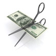 scissors cutting dollar 3d illustration