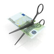 scissors cutting euro notes