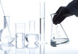 Group of empty classic laboratory flasks