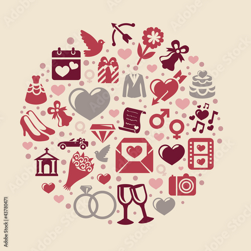 Vector: Vector round concept with wedding icons Vector round concept with wedding icons