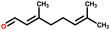 Citral, a compound with a strong lemon odor.