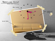 Ilustração : Big clock on sofa for restyling project plan Big clock on sofa for restyling project plan