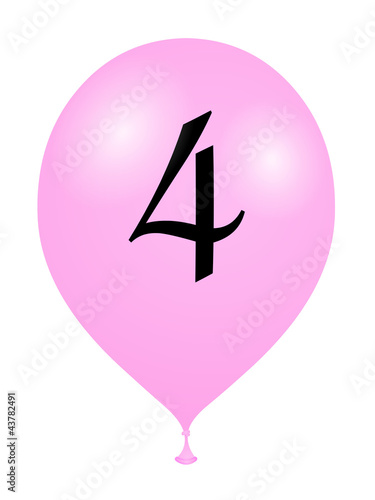 Illustration: Ballon rose numéroté 4 Ballon rose numéroté 4