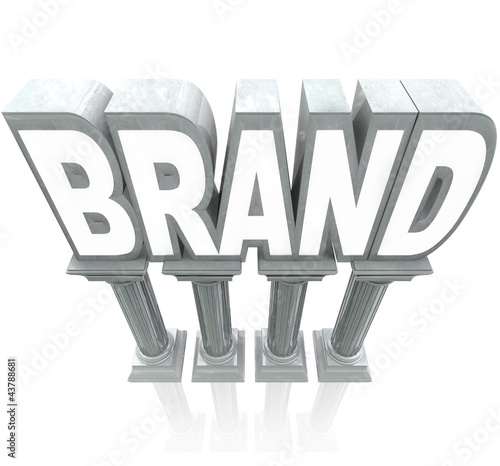 Illustration: Brand Word Marble Columns Trusted Durable Reputation Brand Word Marble Columns Trusted Durable Reputation