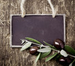 Fresh black olives and a blank slate