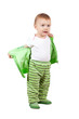 Year-old child standing over white