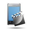 Icono smart phone 3D con claqueta
