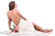 Beautiful  woman with flowers