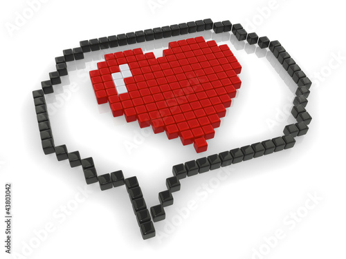 Photo: Pixel Heart with Speech Bubble Pixel Heart with Speech Bubble