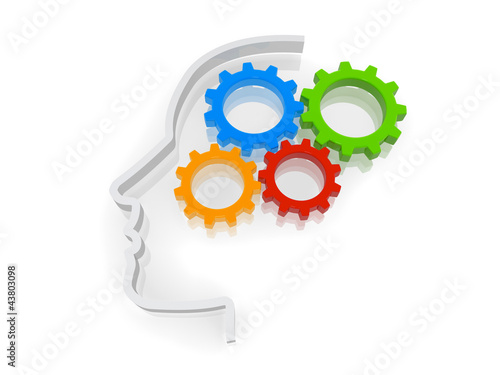 Illustration: Head with Brain Gears Head with Brain Gears