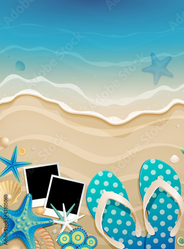 Vector: Summer background with shells Summer background with shells