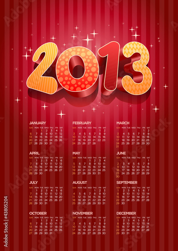 Vector: 2013 calendar 2013 calendar