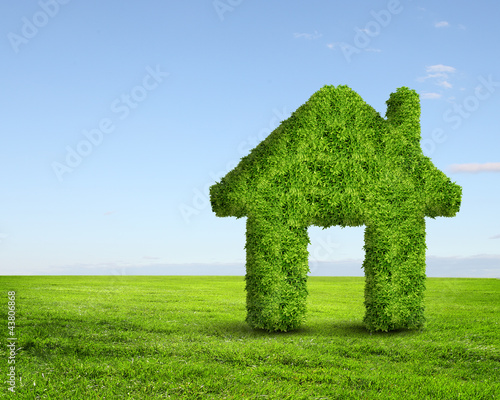 Illustration: Green grass house symbol Green grass house symbol