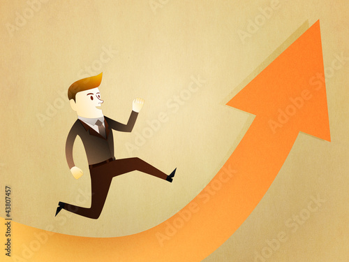 Illustration: Conceptual image - Business man run to the success Conceptual image - Business man run to the success