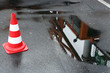 Absperrung Baustelle Regen