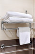Photo: Clean white towel on a hanger Clean white towel on a hanger