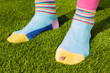 Two feet with colorful socks