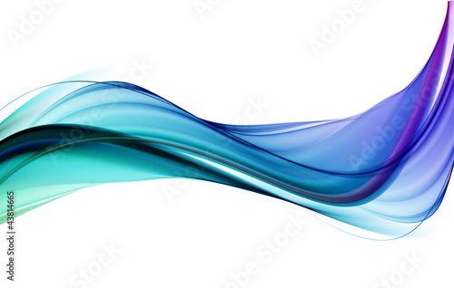 Illustration: Elegant blue fractal waves on white background Elegant blue fractal waves on white background