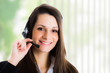 Woman using headset