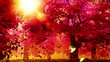 Mysterious Cherry Blossoms Japanese Garden cartoony 3D render
