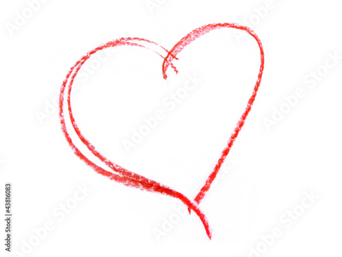 Photo: red crayon heart contour red crayon heart contour