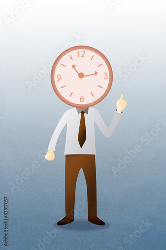 Illustration: Business man with head clock Business man with head clock