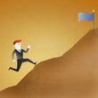 Illustration: Conceptual image - Business man go running up mountain represent Conceptual image - Business man go running up mountain represent