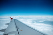aircraft wing on the clouds