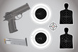 gun, ammo and targets - illustration