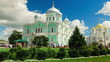 Video: The christian church against blue sky background The christian church against blue sky background