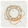 Hand drawn lifebuoy on grunge paper background