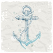 Vector: Hand drawn anchor on grunge paper background Hand drawn anchor on grunge paper background