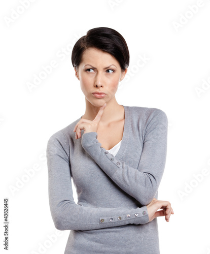 Photo: Worried look, isolated on white Worried look, isolated on white