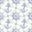 Seamless nautical background with hand drawn elements