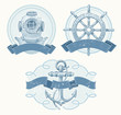 Vector: Nautical vector emblems with hand drawn elements Nautical vector emblems with hand drawn elements