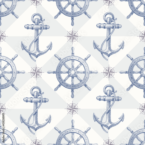 Vector: Seamless nautical background with hand drawn elements Seamless nautical background with hand drawn elements