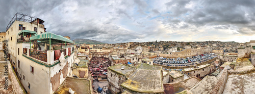 Photo: Tannery in Fes Morocco wide panorama Tannery in Fes Morocco wide panorama