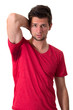 Man sweating very badly under armpit