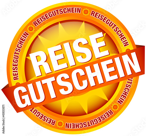 Vektor: Button Banner "Reisegutschein" Sonne Button Banner "Reisegutschein" Sonne