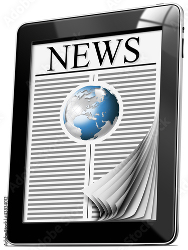 Illustration: News On Tablet Pc With Pages News On Tablet Pc With Pages