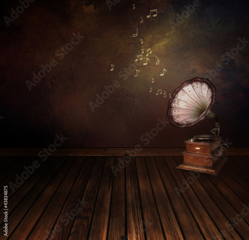 Foto: Vintage phonograph on Art abstract background Vintage phonograph on Art abstract background