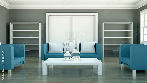 Illustration: Wohndesign - Couchgarnitur blau Wohndesign - Couchgarnitur blau