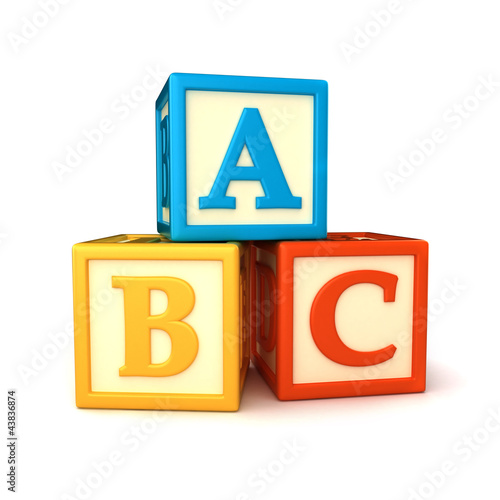 Ilustración: ABC building blocks on white background ABC building blocks on white background