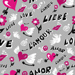 Love icons seamless pattern