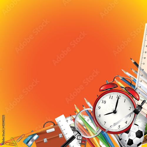 Vector: School blackboard background with school supplies School blackboard background with school supplies