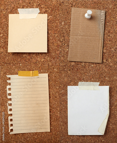Photo: brown old paper note background cork board brown old paper note background cork board