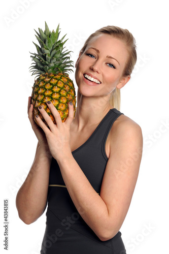 Foto: Young Woman Holding Pineapple Young Woman Holding Pineapple